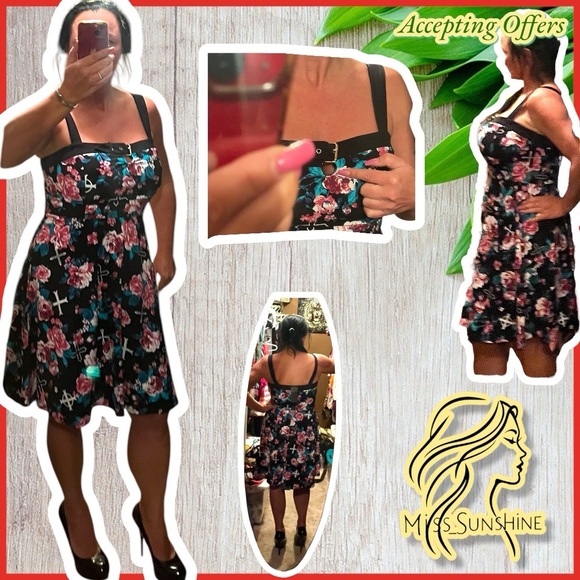Material Girl NEW - Sz XL - Pink/ Black Sleeveless Dress - 80’s Madonna vibe